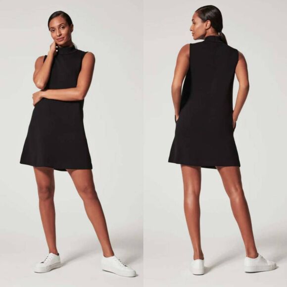 SPANX AIR ESSENTIALS MOCK NECK DRESS XL Black $128 - Picture 1 of 8